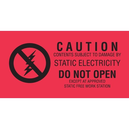 Decker Tape Products Label, DL9150, CAUTION STATIC ELECTRICITY, 1-1/2" X 3" DL9150